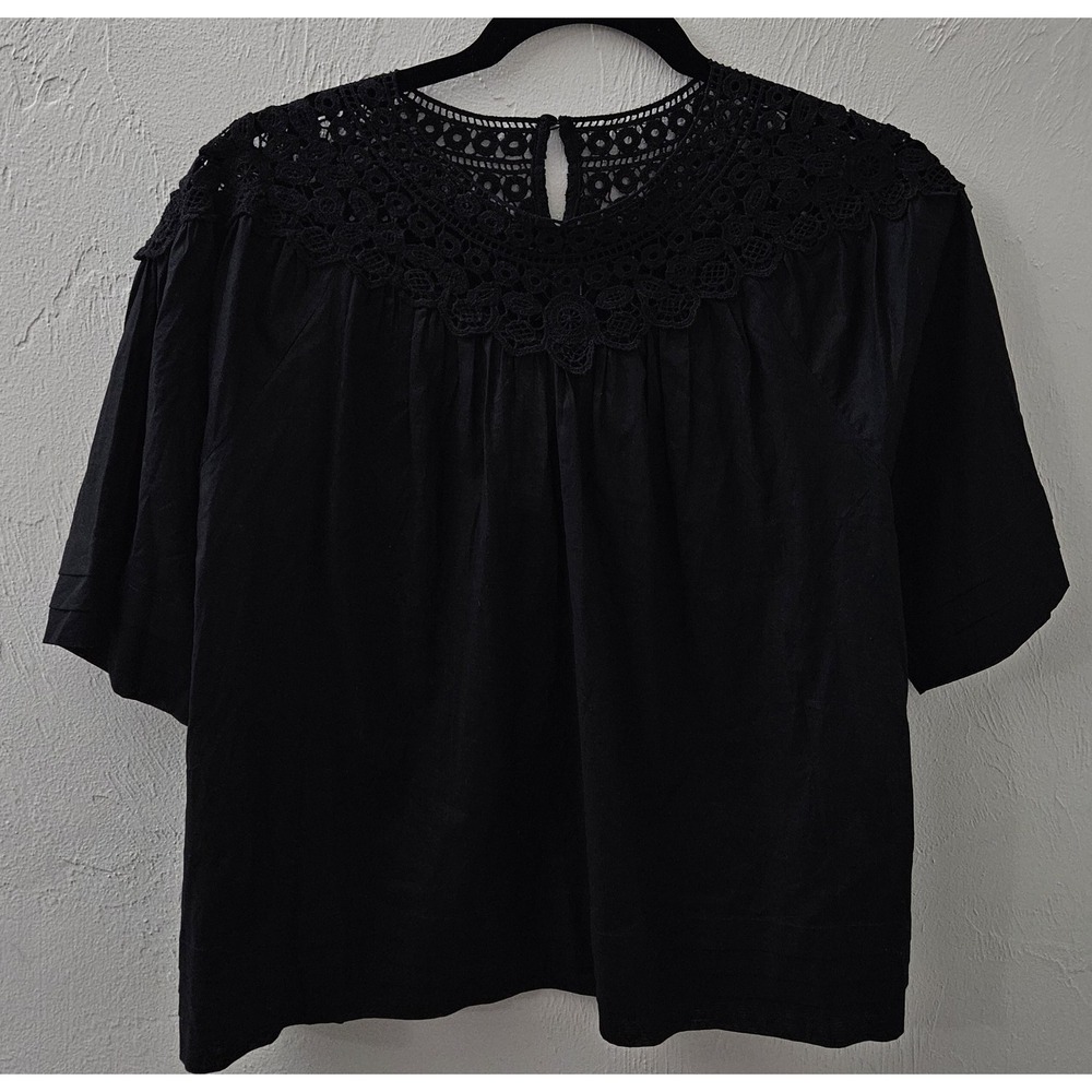 *NEW* J. Crew Womens Blouse/Top Size XXS Black Style AM622 Crochet Lightweight - Picture 1 of 7